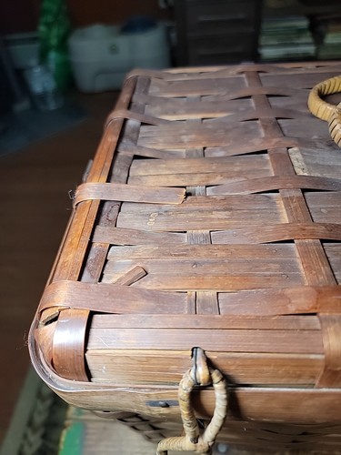 Vintage Woven Wicker Basket With Lid Made In Japan - Picture 3 of 16