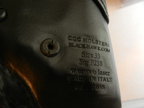 Blackhawk Leather Holster; Inside The Pants; LH, Black;  Sig P238;  420433BK-L - Picture 4 of 7