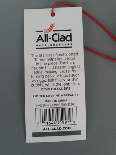 NWT) ALL CLAD Stainless FLEXIBLE SLOTTED TURNER Spatula Utensil - Picture 8 of 9