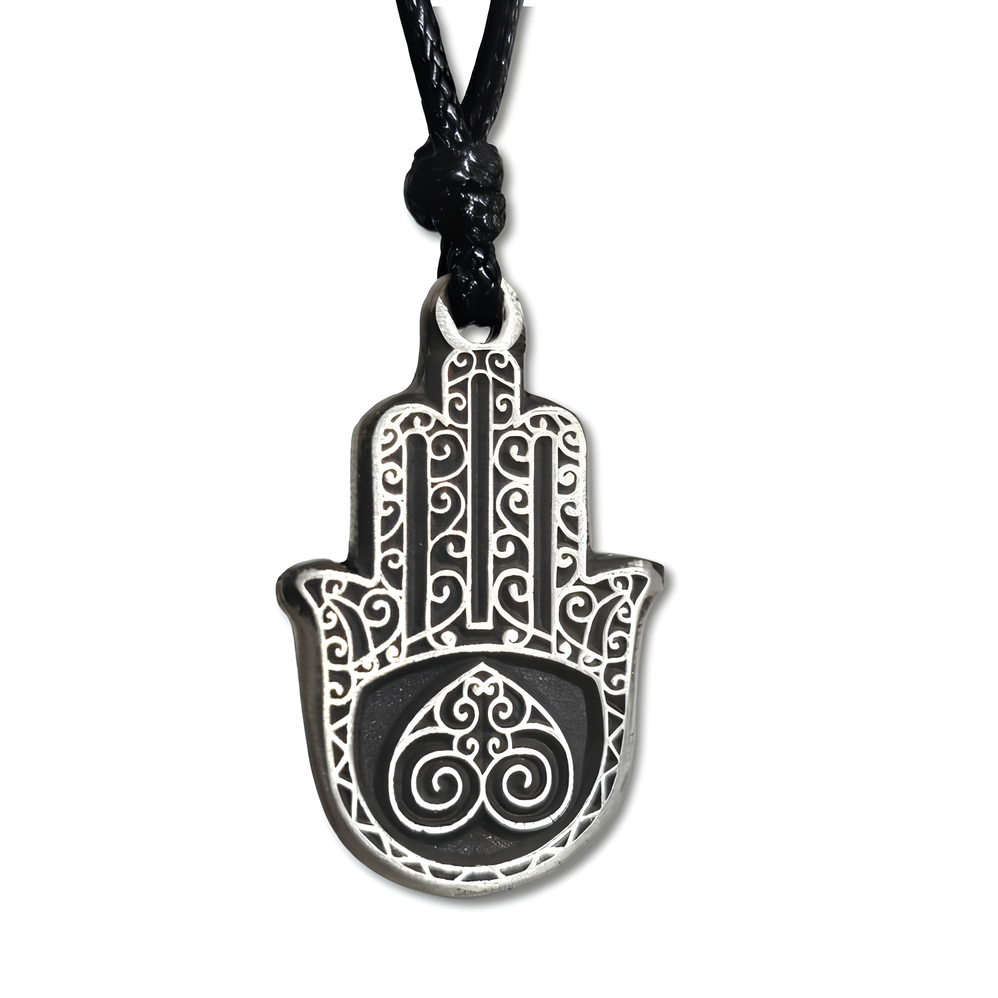 Hamsa Heart of Emotion Pendant Hand of Fatima Protection Luck Necklace & Boxed