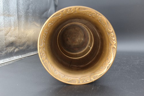 Verzierte Messing Beerdigung Blumenvase Schirmständer geätztes Messing Vögel 21 Zoll hoch - Bild 11 von 15