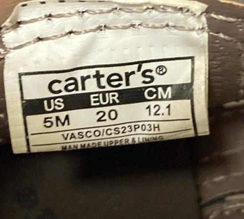 Sandalia de pescador de cuero sintético Vasco marrón talla US 5 Carter's para niños pequeños - Imagen 6 de 6