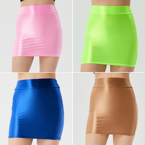 US Sexy Womens Shiny High Waisted Pencil Bodycon Short Mini Skirt Party Clubwear - Bild 6 von 32
