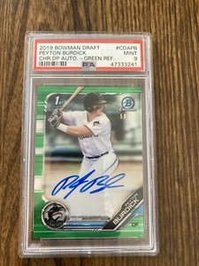 2019 Bowman Chrome Peyton Burdick Auto Green Refractor Auto #/99 PSA 9 Mint