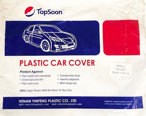 CLEAR DISPOSABLE PLASTIC CAR COVER RAIN DUST GARAGE 12' X 22' PACK OF 5 COVERS - Picture 2 of 6
