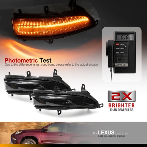 2x Luz de señal de giro de espejo lateral LED dinámica ahumada para Lexus GX460 LX570 LX450D - Imagen 11 de 12