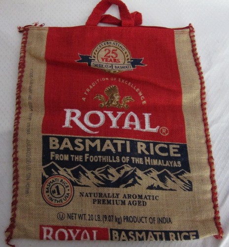 Royal Basmati rice 20lb Bag/Purse Zipper top 15" Wide 18" deep E100 - Picture 2 of 2