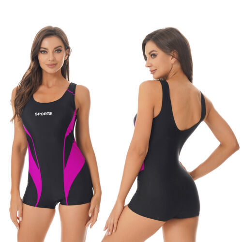 AU Womens One Piece Sleeveless Swimsuit Athletic Beachwear Bathing Suit Swimwear - Picture 105 of 128