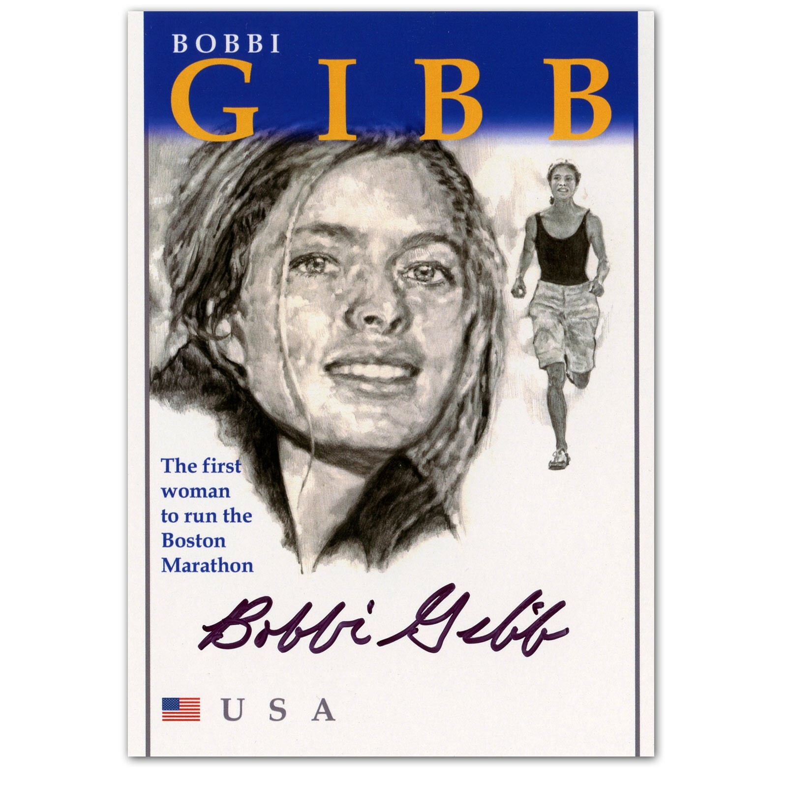 Bobbi Gibb Autographed Card 1st Woman To Run The Boston Marathon