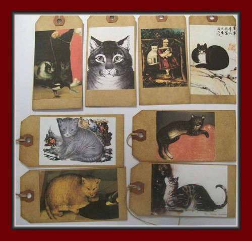 Famous Paintings - Metropolitan Museum of Art Primitive Cat Hang Tags - SET #1 - Picture 2 of 4