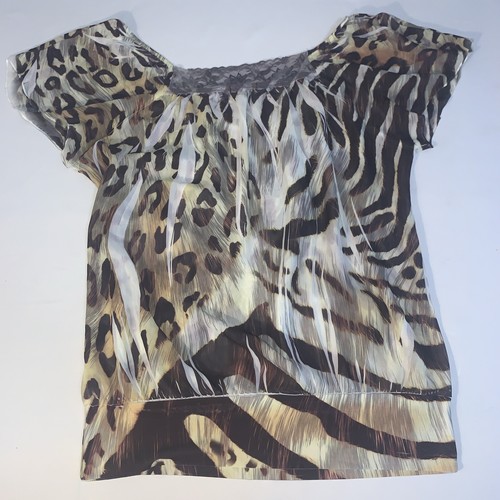 Casual Land Animal Print Short Semi Sheer Women's Blouse Size 2XL #1208 - Picture 5 of 7