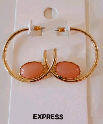Express Hoop Earrings Gold Tone NWT Holiday