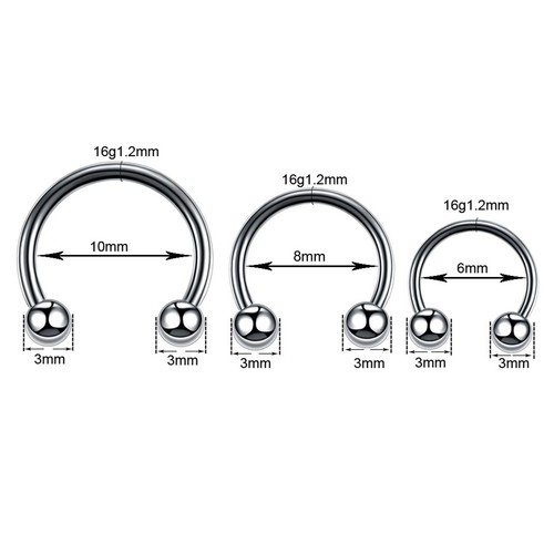 Wholesale 10X Horseshoe Circular Barbell Lip Nose Ear Ring Various Ring Piercing - Picture 5 of 13
