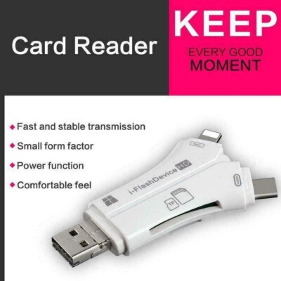 Adattatore I-Flash USB 4 In 1 &ndash; Lettore Di Schede Micro SD/TF Per IPhone, IPad E Android