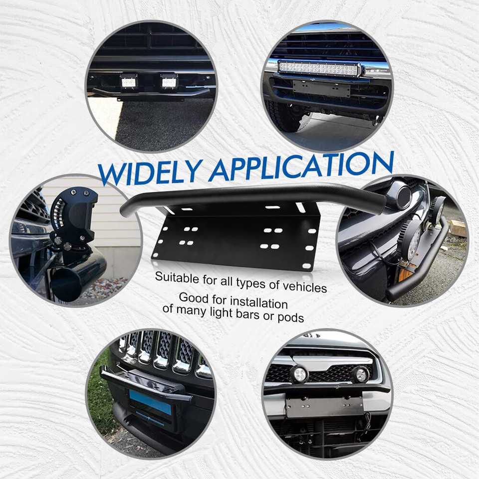 23'' Bull Bar Front Bumper License Plate Mount Bracket Off-road LED Light Holder - Foto 3