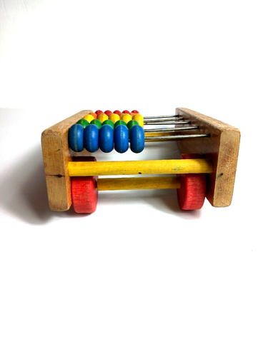 Vintage Playworld Wooden Toy Abacus With Wheels 9' by 6'1/4 - Picture 3 of 24