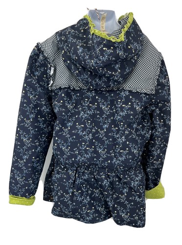 New Matilda Jane Jacket Girls 16 Blue Hooded Floral Ruffle Lightweight - Picture 3 of 12