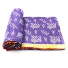 Vintage Quilt Indian Organic Cotton Bedspread Reversible Sari Blanket