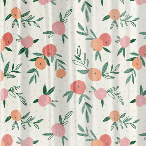 Waterproof Peaches 30% Recycled PEVA Shower Curtain Set & Hooks, 13-Piece - Picture 8 of 9