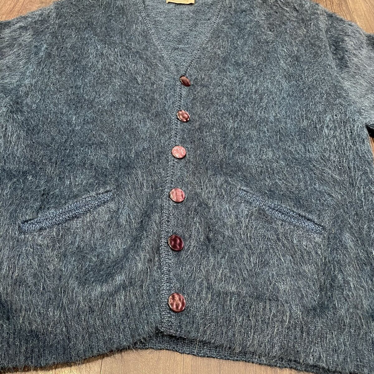 Vintage 60s 70s BRENT Shaggy Mohair Cardigan Sweater Navy L Vintage 60s 70s BRENT Shaggy Mohair Cardigan Sweater Navy L