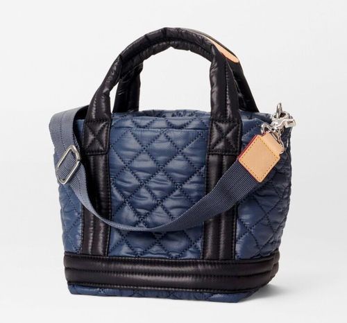 MZ WALLACE Mini Empire Quilted Nylon Tote Crossbody ~NWT~ Navy & Black - Picture 3 of 5