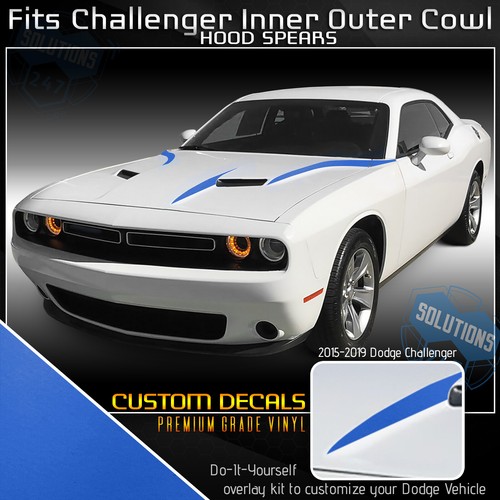 For 2015-2018 Dodge Challenger Combo Cowl Hood Spears Stripes Graphic Flat Matte - Bild 7 von 18