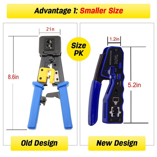 Crimping Tool Network Crimper RJ45 EZ Pass Through for Cat6a 8P8C Cat7 Connector - Picture 4 of 8