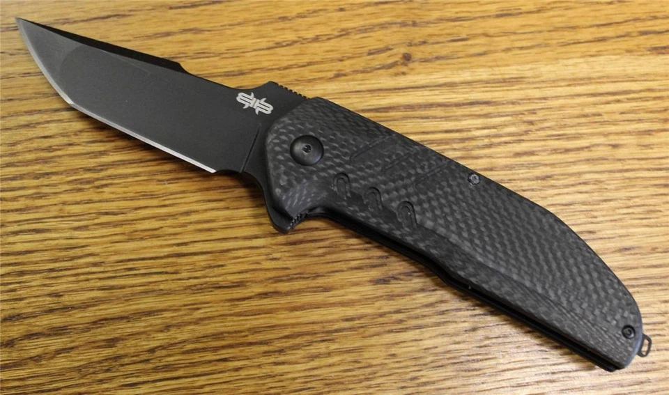 NEW Brous Blades STRIFE Flipper Knife BLACK D2 Carbon Fiber 1000 Made CHOICE S/N - Image 2 of 4