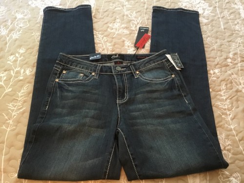 NEW Earl Jean Womens Size 6 Straight Leg Stretch Rhinestone & Embroidered Blue - Picture 2 of 6