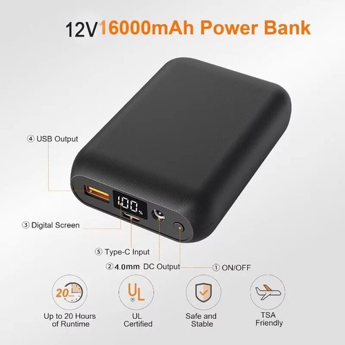 Heated Battery Pack for ORORO,16000mAh 7.4V DC/12VUSB/9VType-C Output - Picture 4 of 10