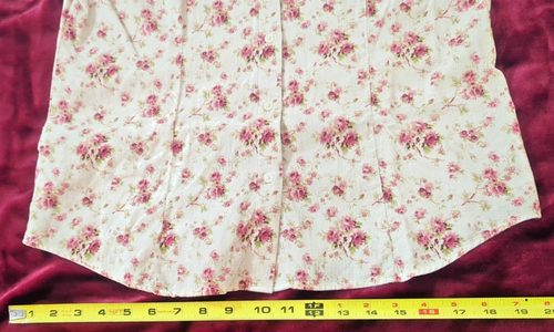 Eddie Bauer Womens Flowers Mini Corduroy Shirt Button Up Top Long Sleeve SMALL - Picture 14 of 15