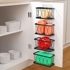 4 Pack Metal Kitchen Inside Cabinet Door Organizer, Adhesive Lid Organizers C...