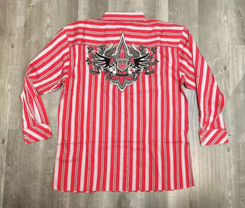 Herren Hemd Neu Mit Etikett 100% Baumwolle Knockout Rot Streifen - Bild 2 von 4