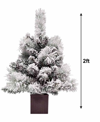 2/3/4FT Pre-Lit Snowy Xmas Tree Artificial Bushy Christmas Tree with LED Lights - Picture 11 of 25