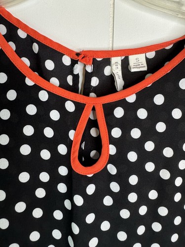 CATO donna bianco a pois bianco e bianco a pois manica corta finiture a contrasto taglia S nuovo - Foto 5 di 9