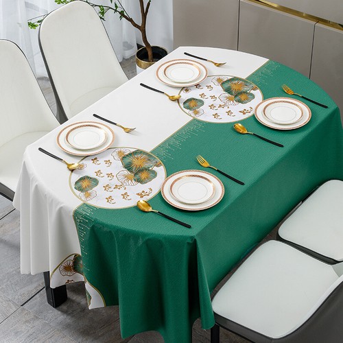 12 DESIGN Fashion Luxury High-grade Oval PVC Tablecloth Plain Print Party Table - Picture 4 of 17