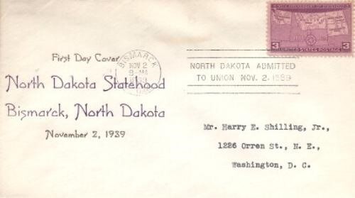858 3c Statehood - Louis Nix - North Dakota - Bild 1 von 1