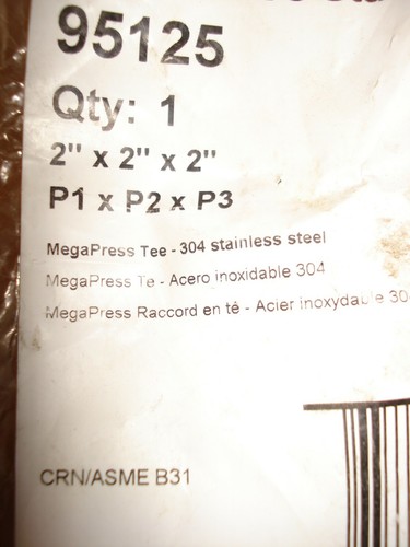 Viega MegaPress 2" Stainless Steel 304 Tee - Triple Press Connection - Smart ... - Picture 3 of 4