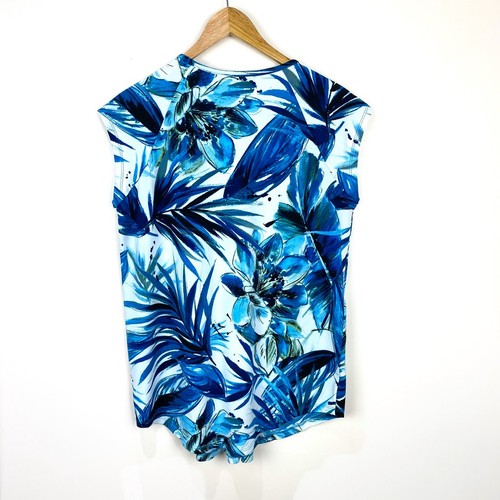 NWT Premise Blouse Top Size M New Blue White Floral Sleeveless - Picture 4 of 5