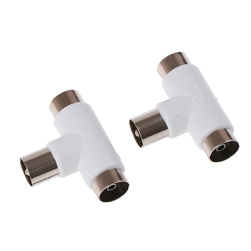 2pc 2 Way TV T Splitter Aerial Coaxial Cable Male to 2 Female Connectors Ad3C$i - Zdjęcie 12 z 12