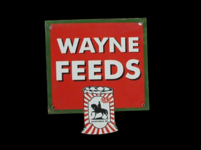 #ad PORCELAIN WAYNE FEEDS ENAMEL SIGN 8X7 INCHES $112.30