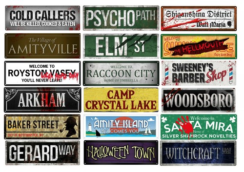 Horrorfilm schmales Metallblechschild 30 cm x 10 cm - Ulm St Jaws Royston vasey glänzend - Bild 1 von 25