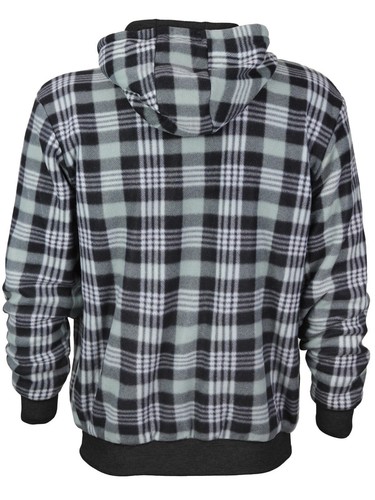 Herren Wende Reißverschluss Kordelzug kariert Fleece gefüttert Sport Gym Pullover Hoodie - Bild 6 von 18