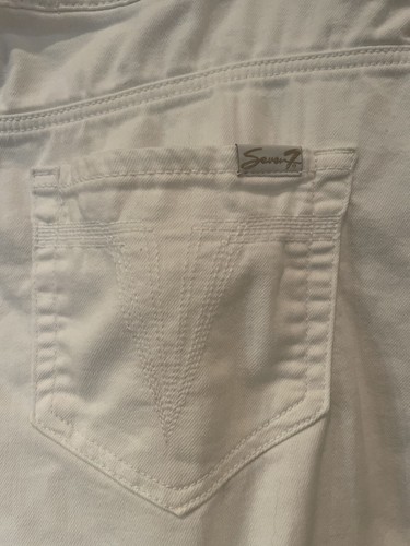 Seven 7 Shorts Womens 8 White Denim Raw Hem Cut Off Stretch Zip Fly Mid Rise - Picture 11 of 13