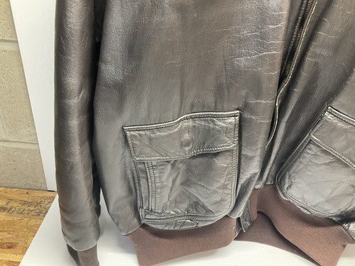 Vintage LL Bean Goat Skin Leather Bomber Flight Jacket Mens 46L - Picture 4 of 16