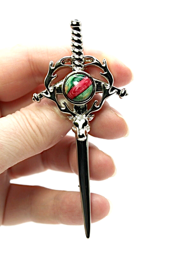 Kilt Pin Brooch Stags Head Design Genuine Sgian Dubh by Heather Gems Unique - Picture 16 of 24