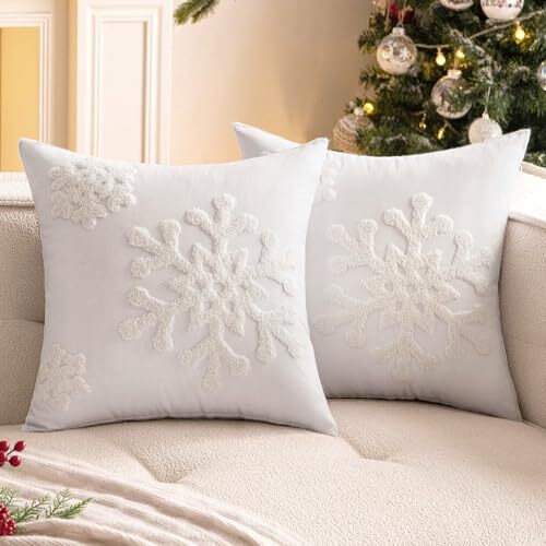 Pack of 2 Christmas Throw Pillow Covers Decorative 20" x 20" (Pack of 2) White - Picture 1 of 6