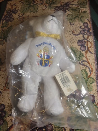 The Original Holy Bears Pope John Paul II Embroidered Plush White 9" Beanie 2002