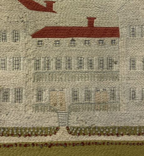 LARGE Antique 19th C. American Folk Art Woolwork Building Flag Pole AAFA Woolie - Picture 3 of 10