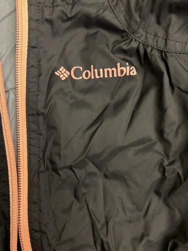 Girls Columbia Rain Jacket XS Lightweight Black And Pink Extra Small 6/6x - Picture 2 of 6